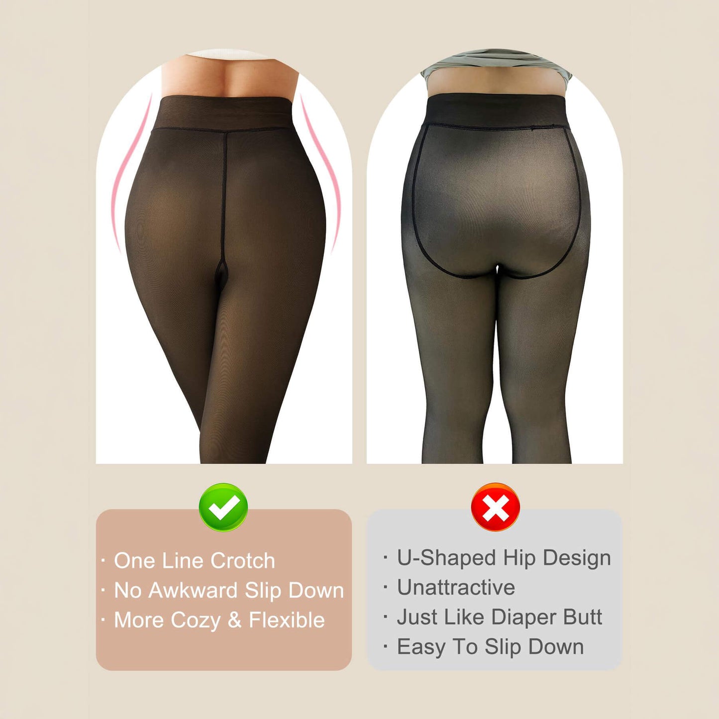 Fleece-Lined Sheer Effect Thermal Tights
